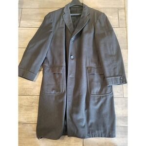 Vtg 50's Robert Hall Black Charcoal TRENCH XL Coat Gentleman's Wallstreet Jacket